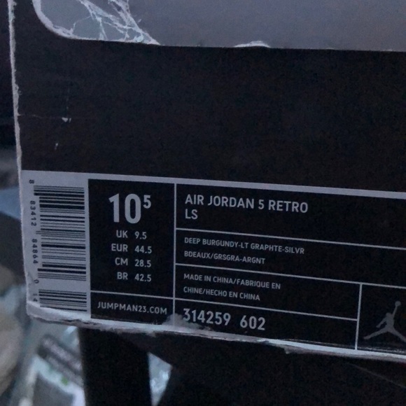 burgundy air Jordan 5 retro Ls there are size 10.5 - Picture 1 of 4